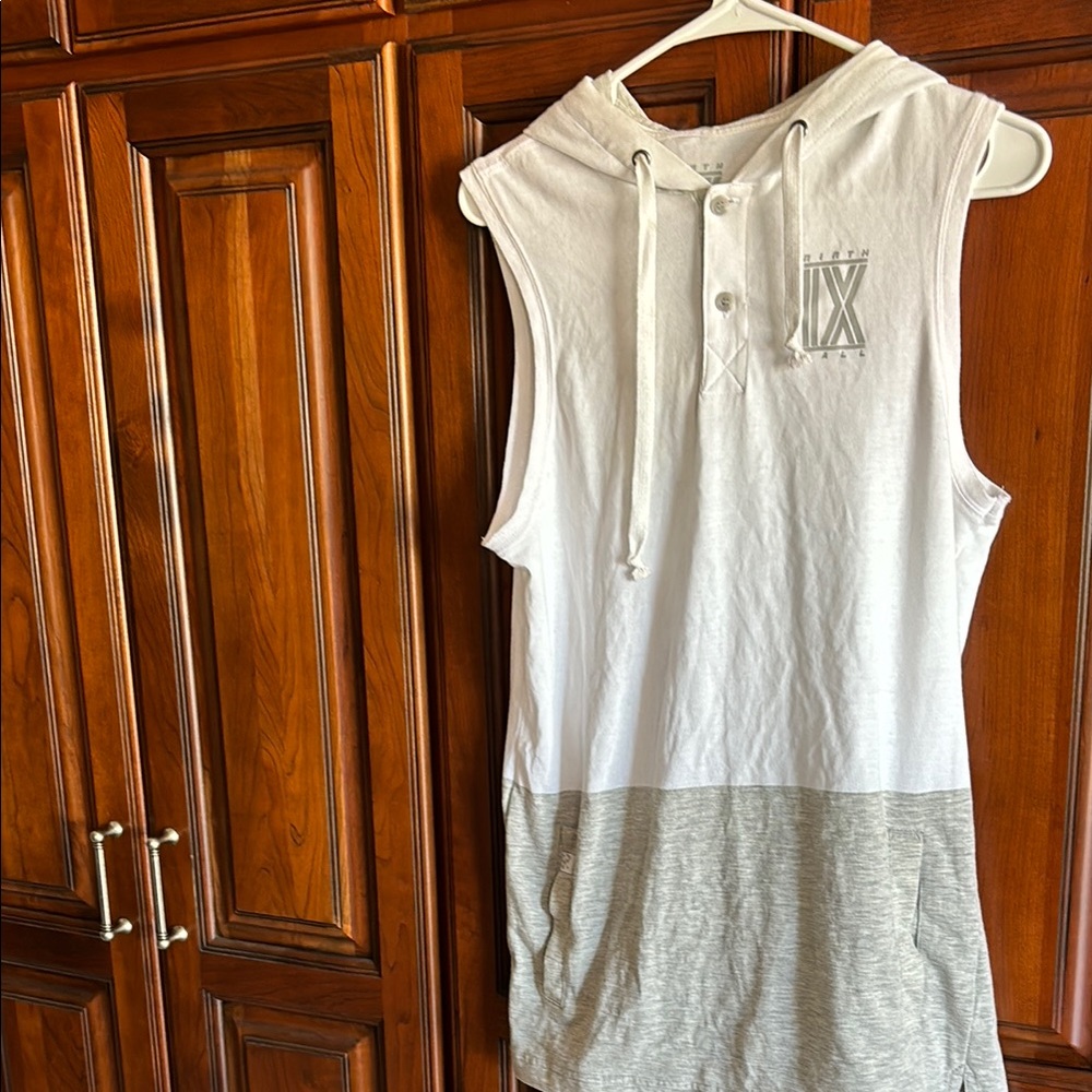 Men's Sleeveless Hoodie Shirt - White and Gray